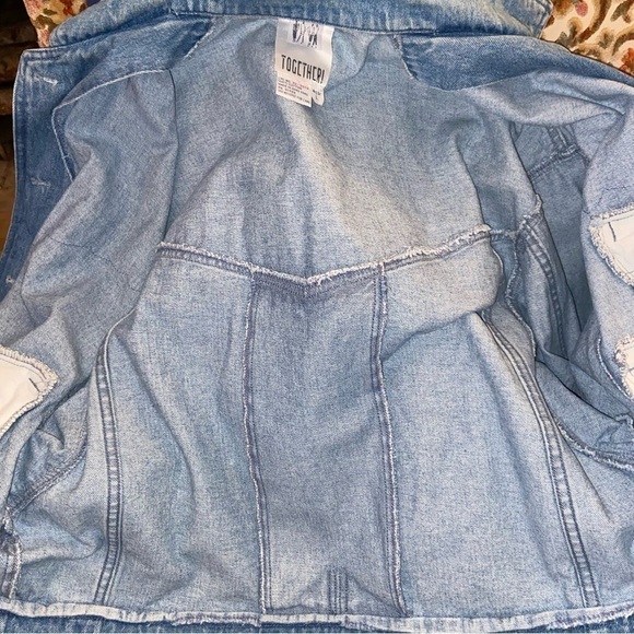 TOGETHER brand, lacy denim jacket in size Missy large. Trendy retro chic. - Picture 6 of 11